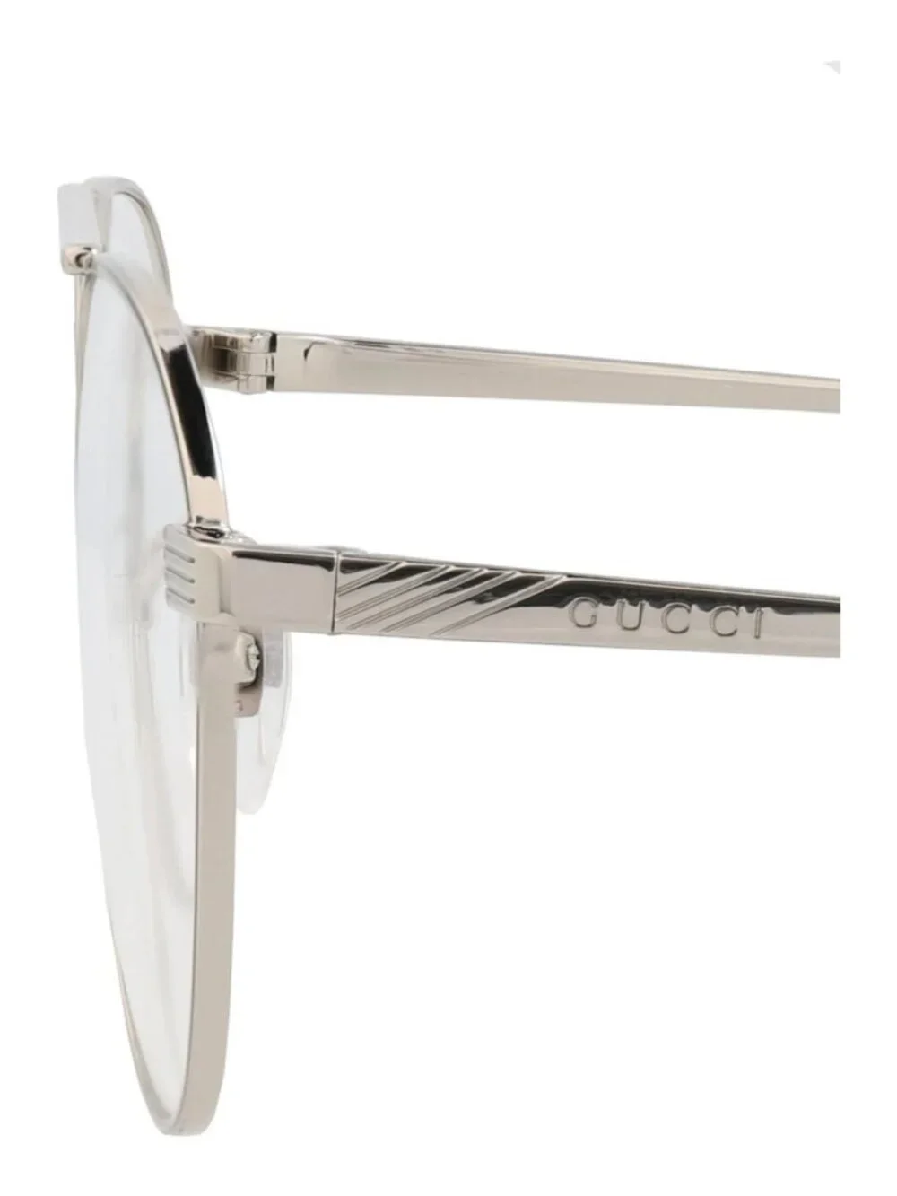 New Gucci Women's Eyeglasses Round Oval Metal Frame Mens Silver Silver